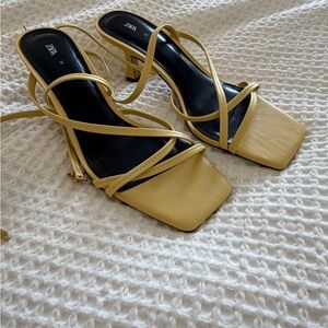 Zara Yellow Strappy Heels
